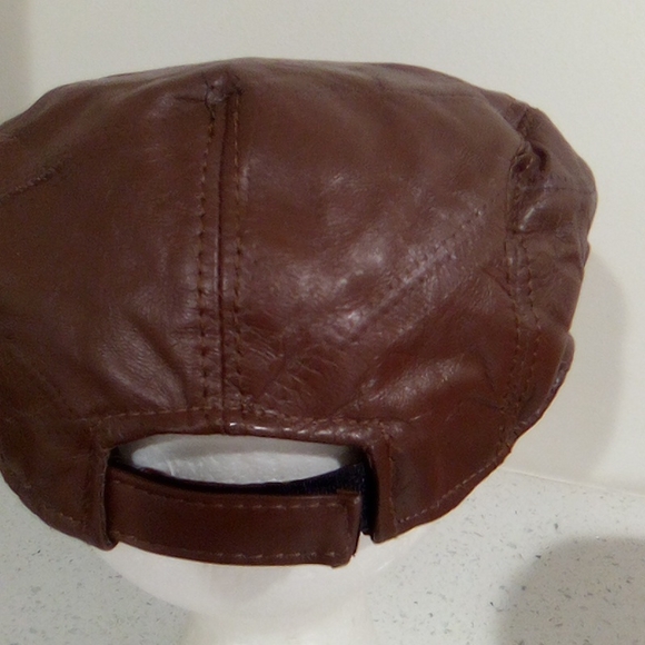Vintage Brown Leather Patchwork Driving Cap - Picture 9 of 12